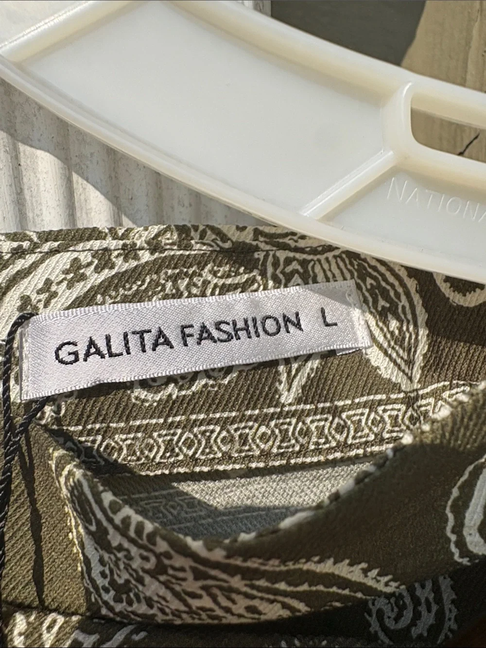 NWT GALITA boutique Olive Paisley faux Wrap Skirt w front Slit Sz L & bandana